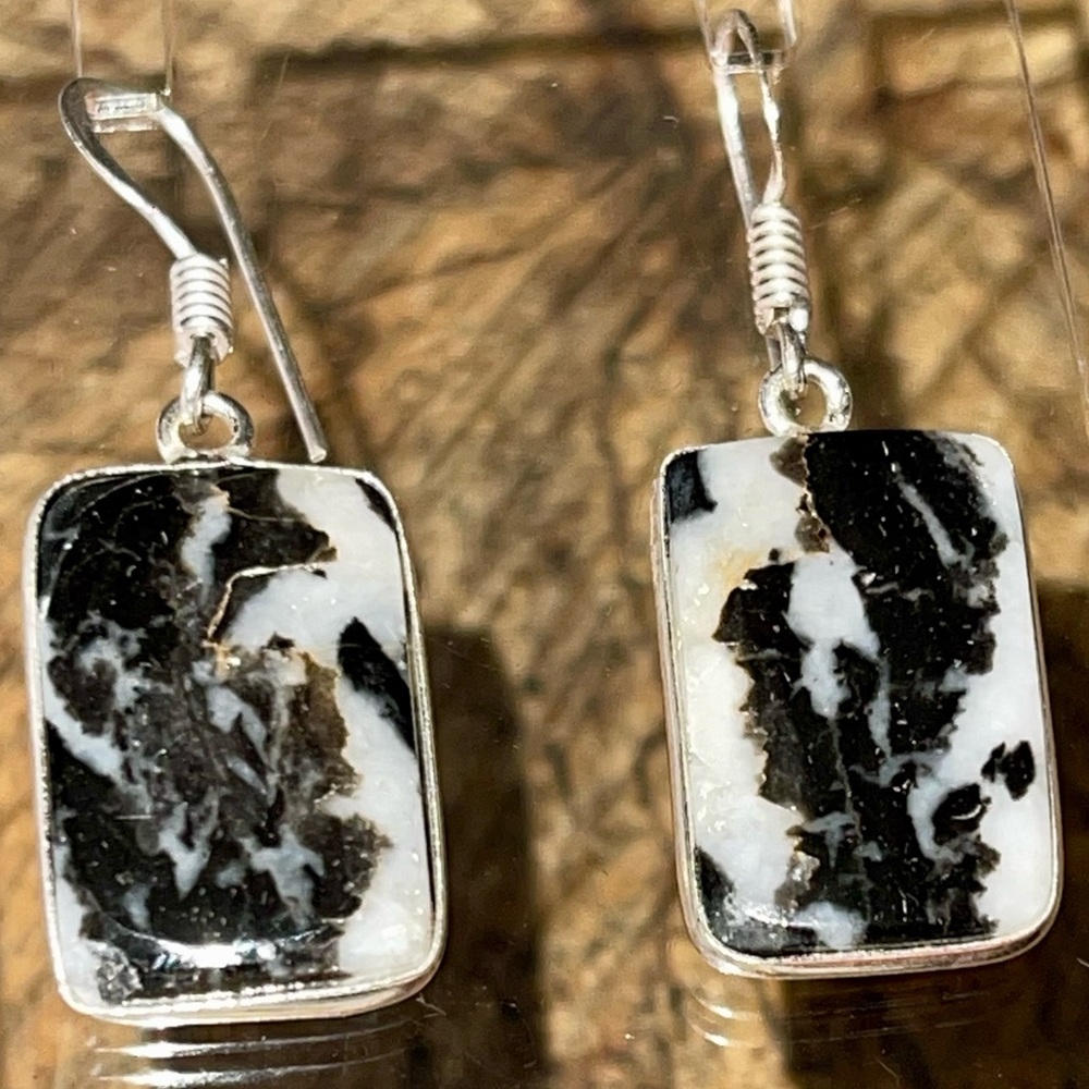 White Buffalo Turquoise Earrings 1 1/2” - Picture 3 of 10